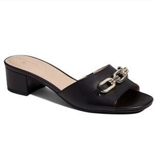 Bandolino Calle3 Black Gold Chain Accent Mules Size 5